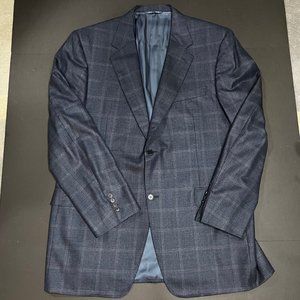 Canali Men's Sport Coat 2 Button Blazer 13220/00 Blue Houndstooth Wool 56L ITALY